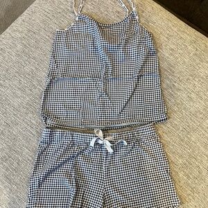 Calvin Klein Blue and White Gingham Pajama Set